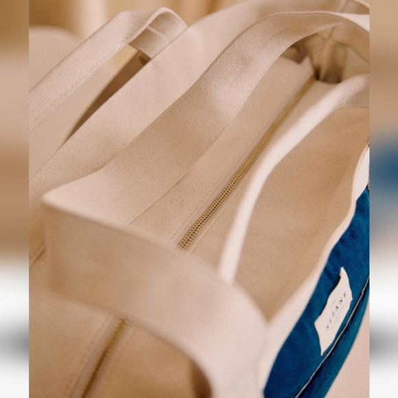 Nwt! Sezane zipped tote bag blue velvet - Picture 4 of 10